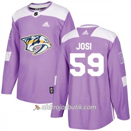 Män Ishockey Nashville Predators Tröja Roman Josi 59 Adidas 2017-2018 Lila Fights Cancer Practice Authentic